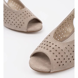 Goodin Bež otvorene sandale na niskom postu 2