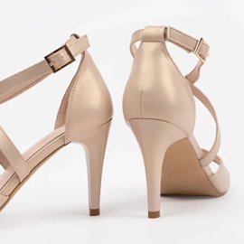 Ženske sandale na petama Sergio Leone bež 2