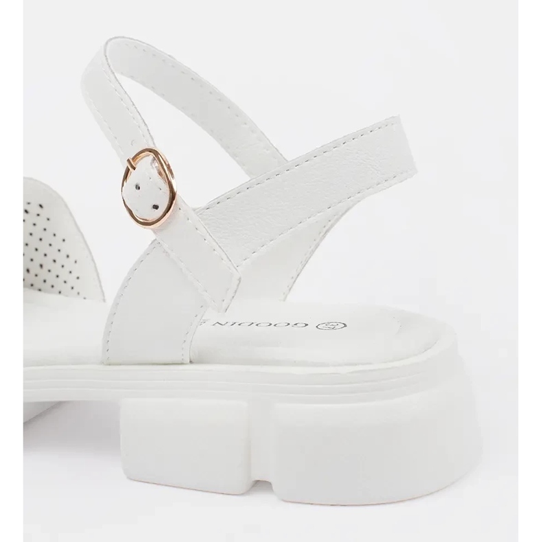 Goodin Bijele otvorene ženske sandale na platformi s ukrasom bijela 1