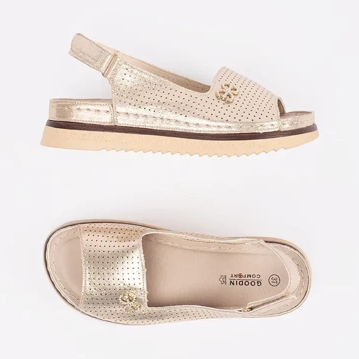 Goodin Otvorene meke zlatne sandale s ukrasom zlatni 1