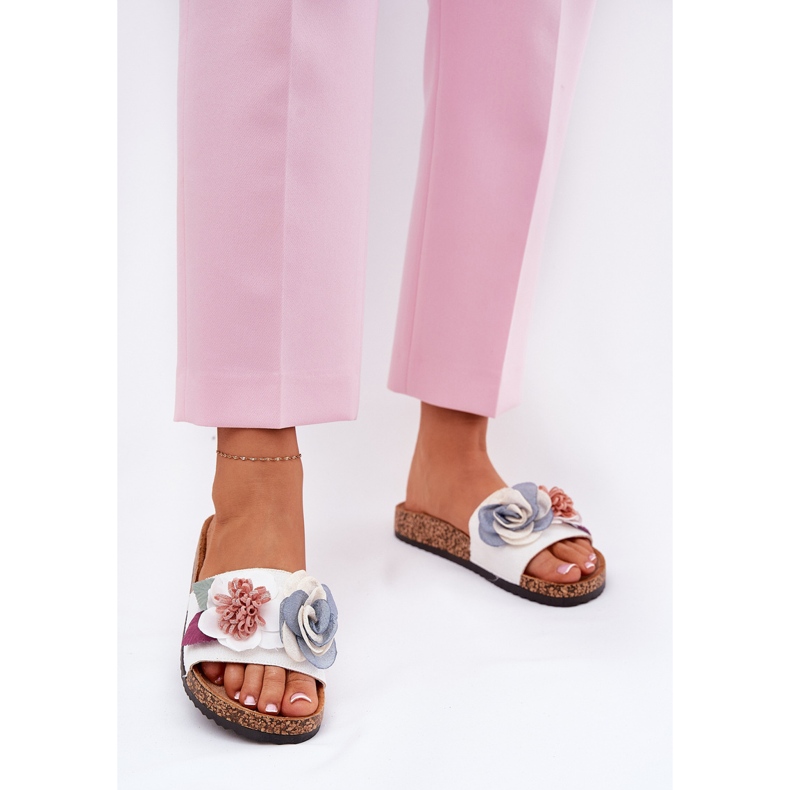 Ženski klip s cvijećem na plutanoj platformi bijelo bijela 2