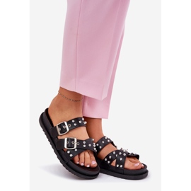 Ženske papuče s klinovima i kopčama crne crna 1