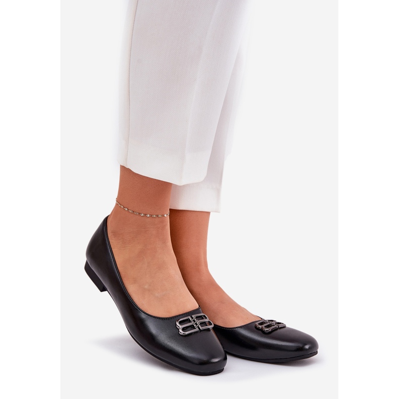Elegantne ženske balerine s ukrasom Vinceza 62206 crna 1