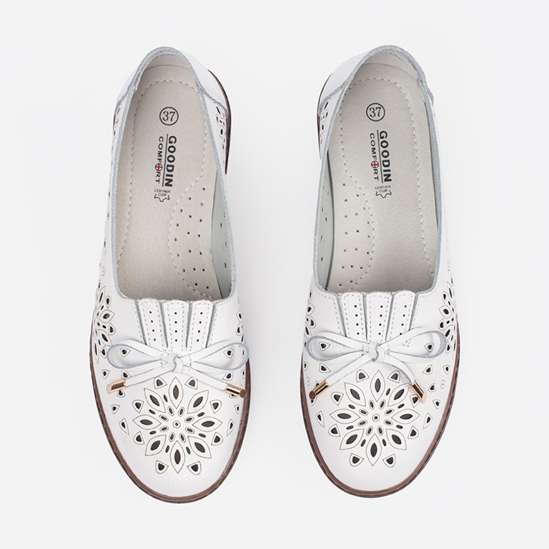 Goodin Bijele kožne cipele s lukom bijela 1