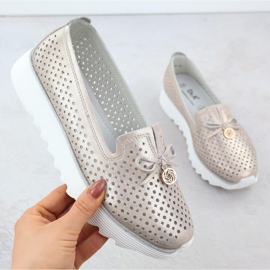 Ženske otvorene kožne cipele Złote S. Barski LR51-631 zlatni 1