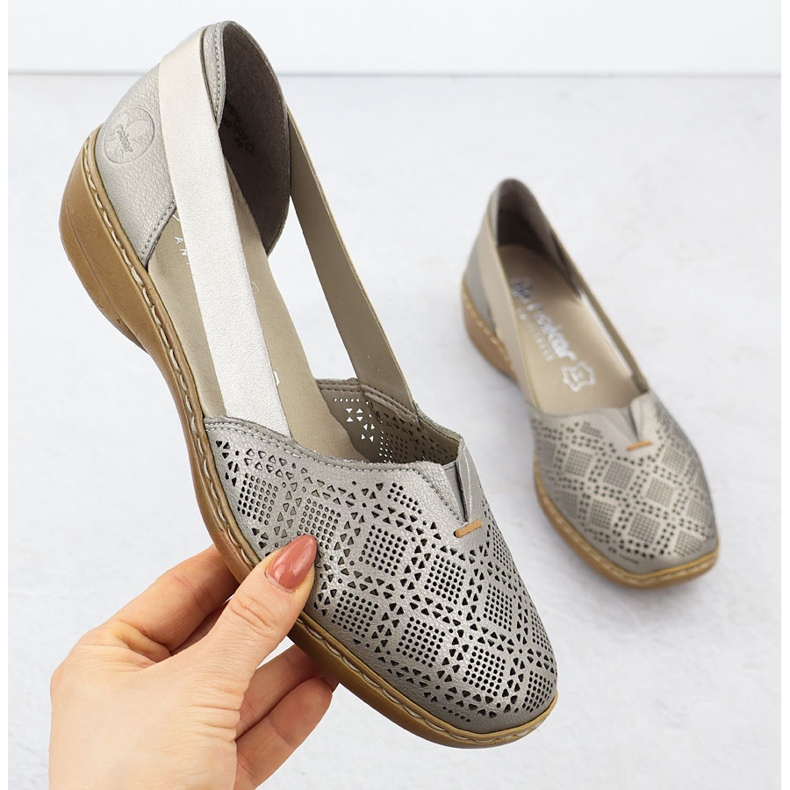 Ženske otvorene kožne cipele, Meringue Comfort Rieker 41351-90 bež 1