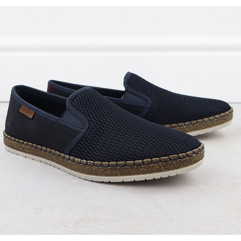 Muške cipele umetnute Espadrilles mornarsko plavi Rieker B5265-14 plava 1