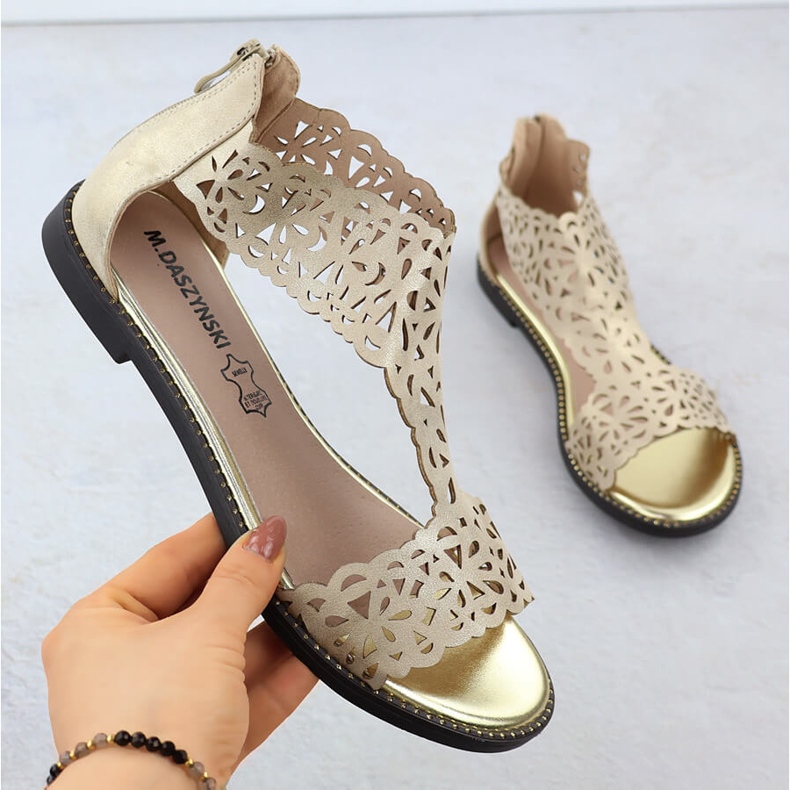 Ženske sandale Openwork Platinum Złote M. Daszyński MR24148-2 zlatni 1