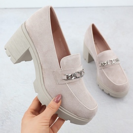 Ženske cipele s antilop bež Potocki SZ12629 s lancem 1