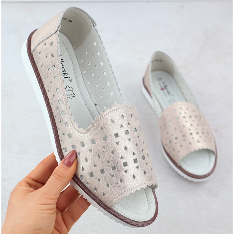 Ženske kožne cipele Openwork Toe Openwork Beige S.Barski LR51-922 bež 1