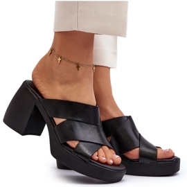 Zazoo 40373 Kožne japanke s blokom, crne crno 5