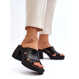 Zazoo 40373 Kožne japanke s blokom, crne crna 4