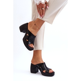 Zazoo 40373 Kožne japanke s blokom, crne crna 3