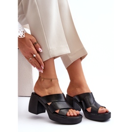 Zazoo 40373 Kožne japanke s blokom, crne crna 1