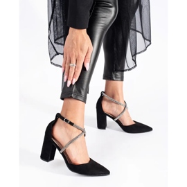 Crne salonke od brušene kože sa šljokicama crna 2