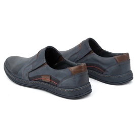 Olivier Muški mokasini kožni 520 tamnoplavi plava 4