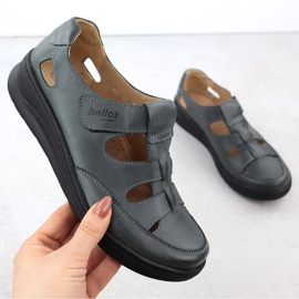 Ženske kožne cipele na Helios 437 grafit čičak siva 1