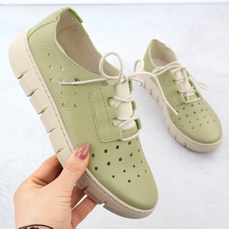 Ženske otvorene kožne cipele Green Helios 434 zelena 1