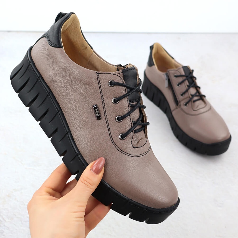 Ženske kožne cipele za Khaki Helios 420 smeđa 1