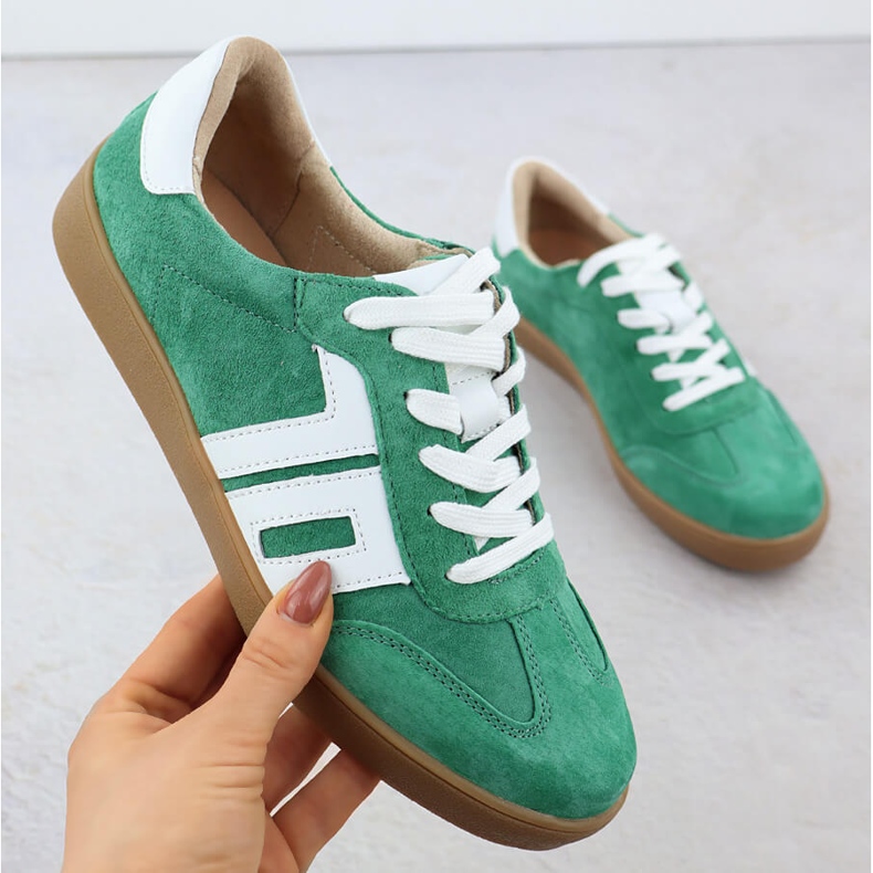 Kožne sportske cipele Suede Green Vinceza 79517 zelena 1