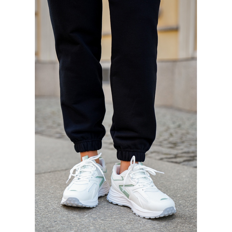 Ženske sportske cipele Big Star NN274A095 Hi-Poly sustav bijelo-zeleni sustav bijela 2