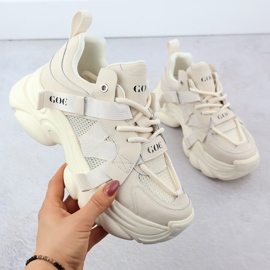 Kožne tenisice na gustom potplatu ženskog bež goe rr2n4051 1