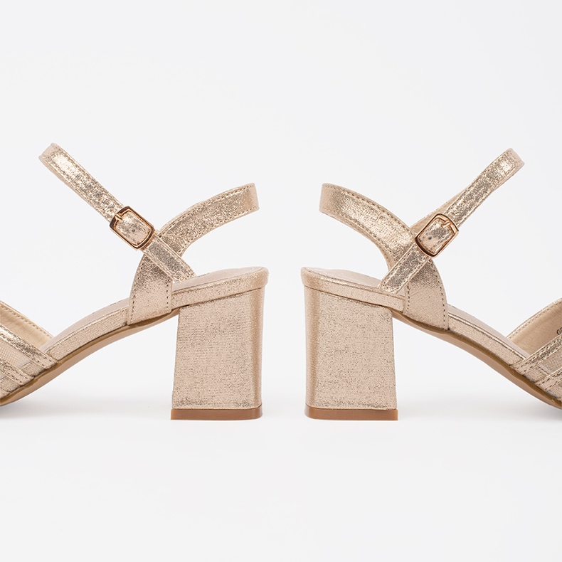 Goodin Zlatne sjajne sandale na stup zlatni 1