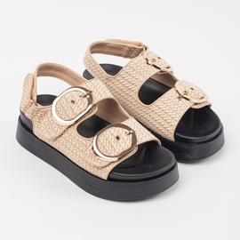 Goodin Sandale na platformi u bež i bijeloj kadici 1