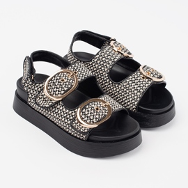 Goodin Sandale na crno -bijeloj platformi crna 1