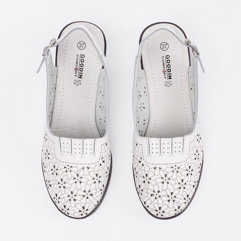 Goodin Bijelo obojene sandale s niskim udjelom u obliku slova bijela 2