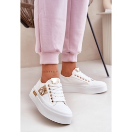 Ženske tenisice na platformi s ukrasnim detaljima bijelim bijela 2