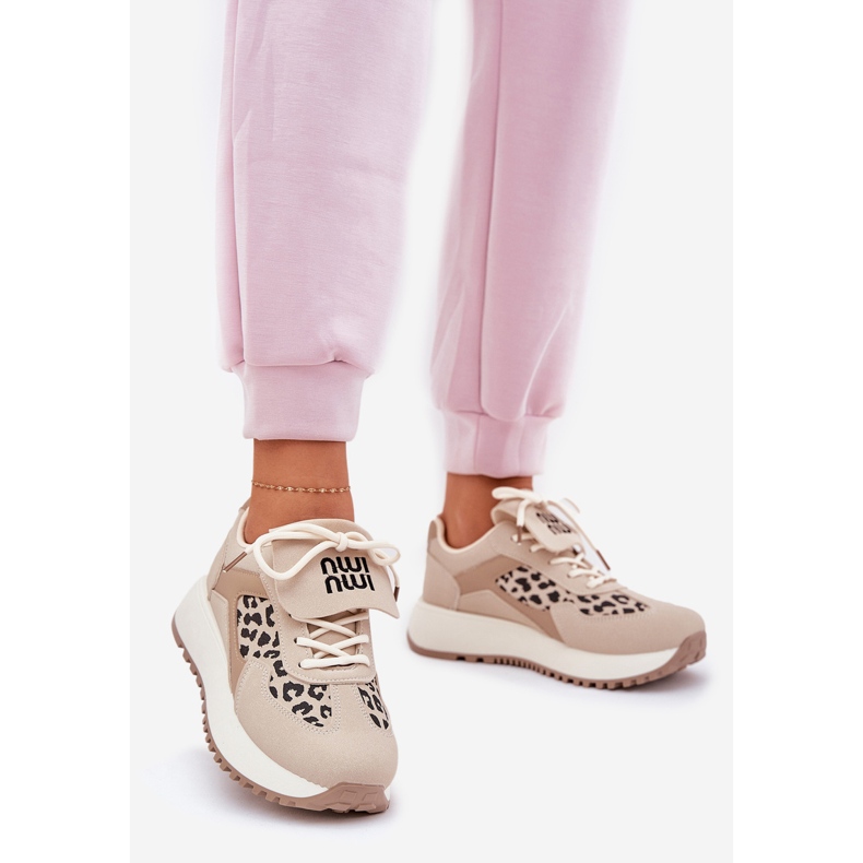 Ženske tenisice Sportske cipele na platformi leopard beige bež 1