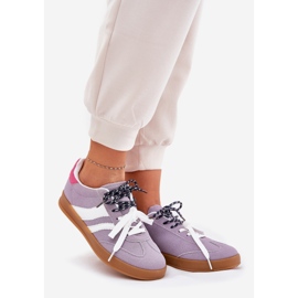 Niske ženske tenisice s dvostrukim ljubičastim vezanjem ljubičasta 1