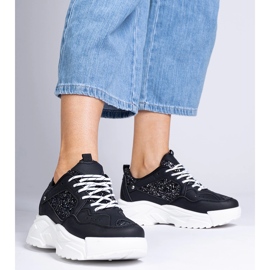 Crne ženske tenisice sa sjajnim umetcima crno 1