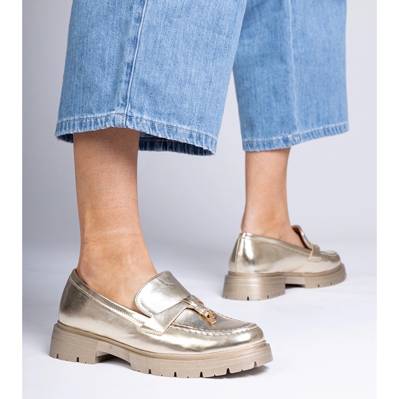 Zlatne elegantne natikače s eko -odlazom s ukrasom zlatni 1