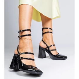 Crne sandale lakirane na postu crna 1