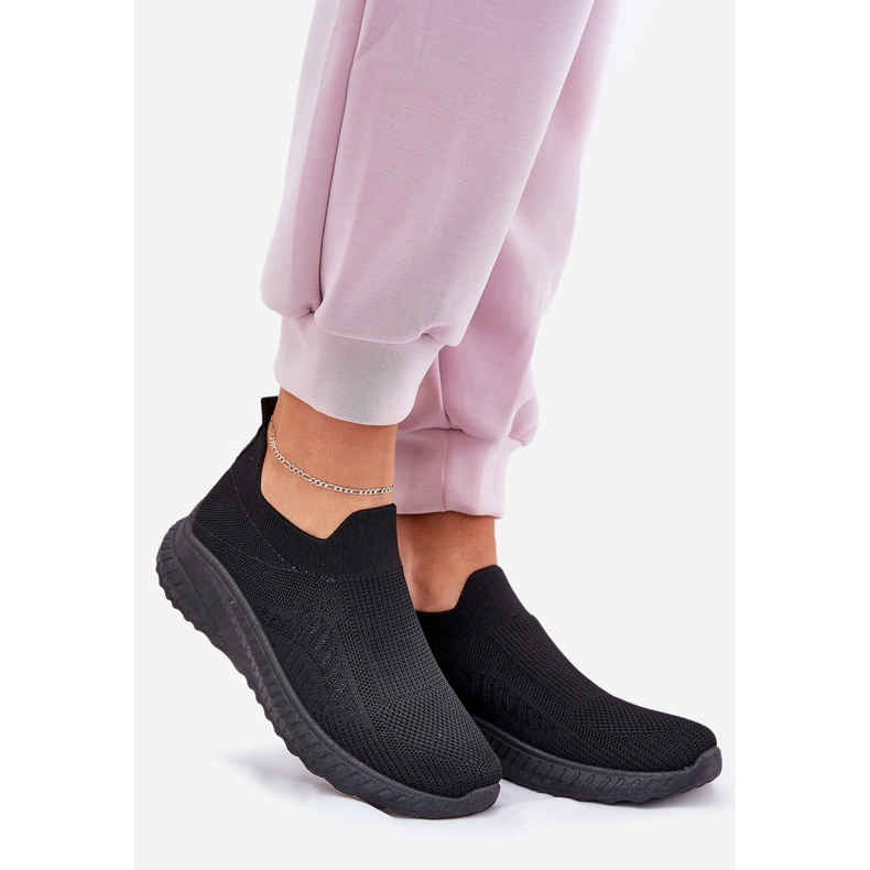 Slipped Material Sportske cipele ženske crne crno 1