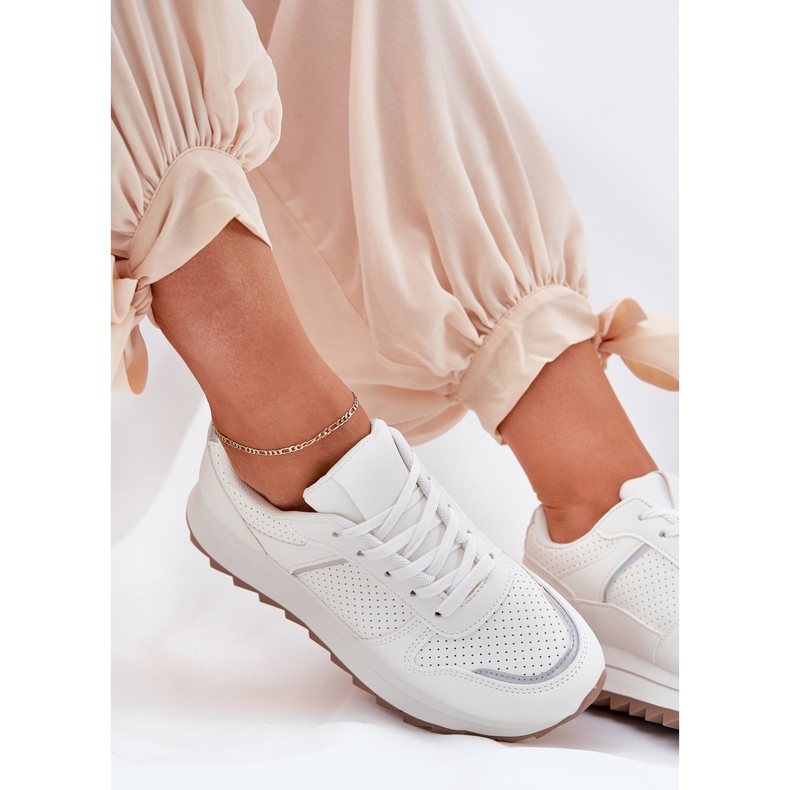 Ženske sportske cipele s platformom bijele boje bijela 2