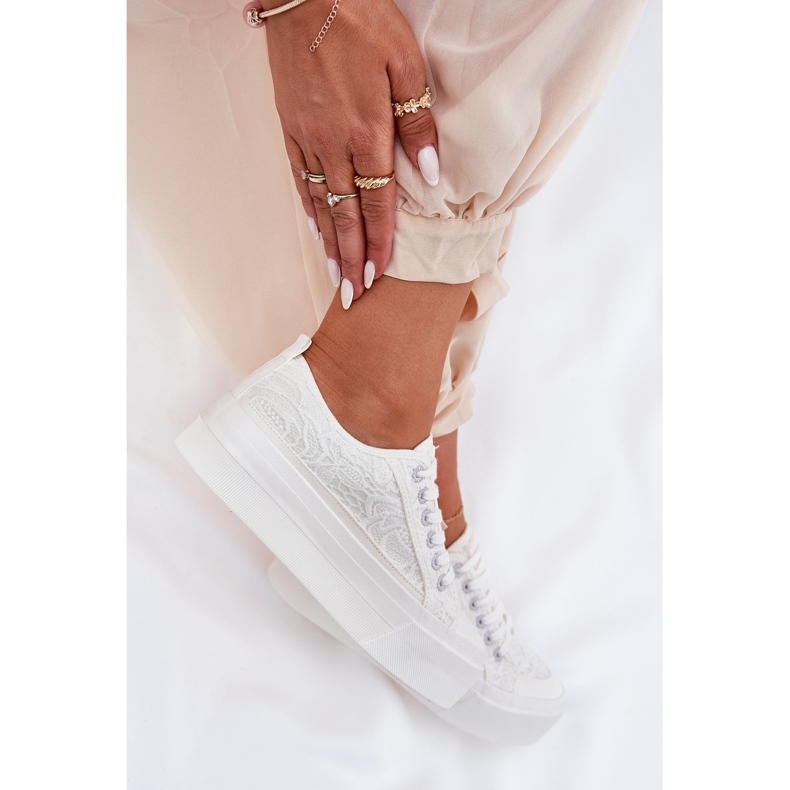 Big Star RR274747 Ženske tenisice čipke bijela 2