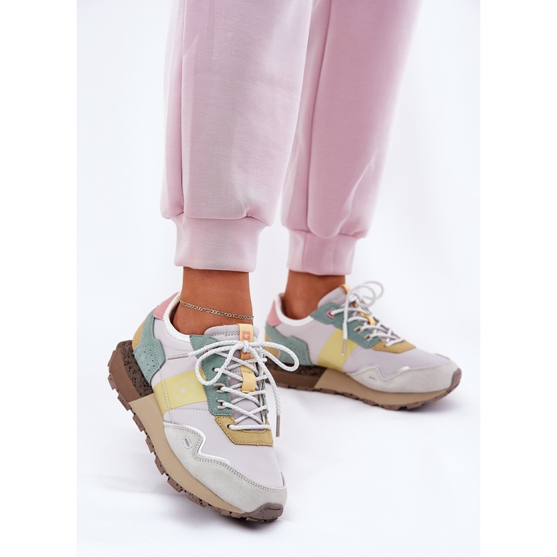 Ženske tenisice za antilop Big Star RR274244 Hi-poljski sivo-žuti sustav siva 2