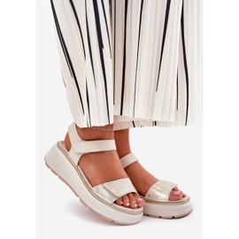 S.Barski Kožna sandala Ženska platforma i čičak Wedge S. Barski LR51-543 Zlato zlatna 1