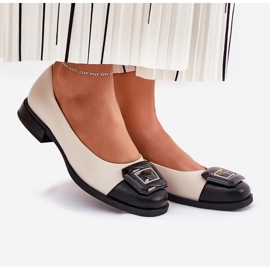 S.Barski Kožne balerine s ukrasom D&amp;A MK51-059 bež 2