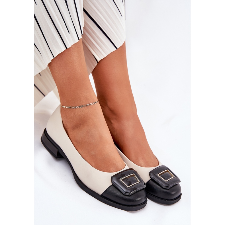 S.Barski Kožne balerine s ukrasom D&amp;A MK51-059 bež 1