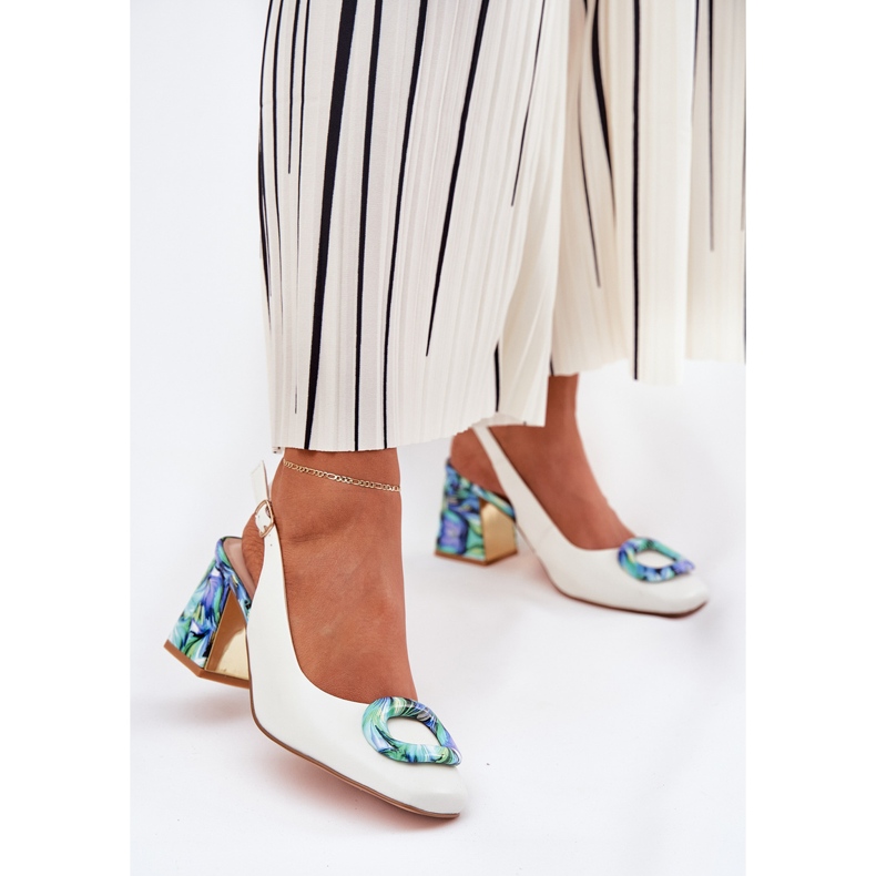 S.Barski Ženske kožne sandale na bijelom postolju D&amp;A CR51-002 bijela 2