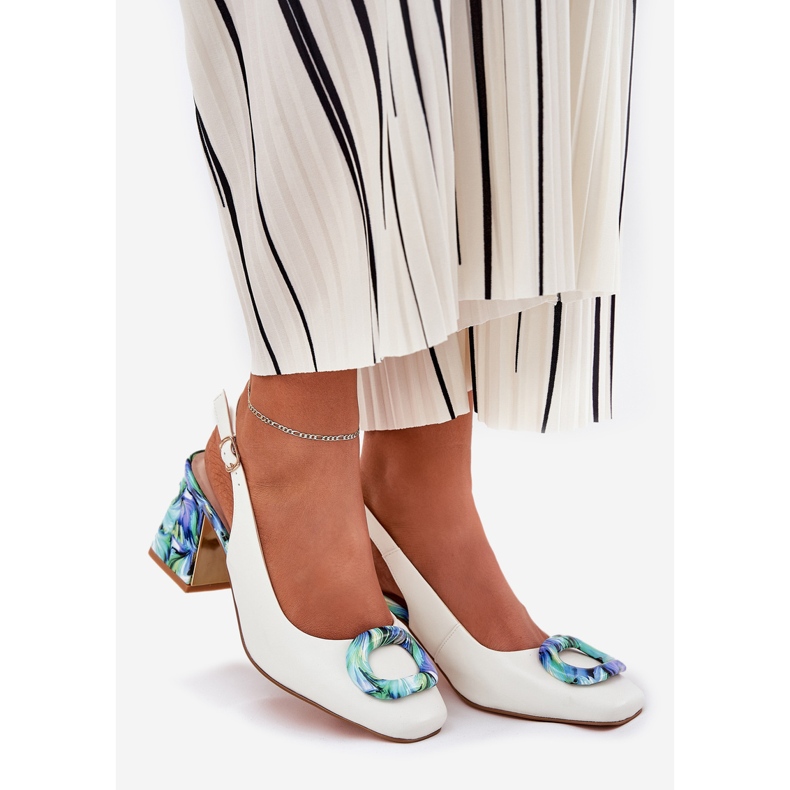 S.Barski Ženske kožne sandale na bijelom postolju D&amp;A CR51-002 bijela 1