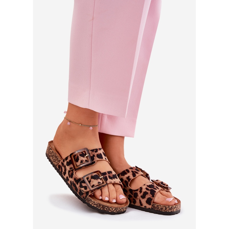 Ženski prelepoljci s stezaljkama na plutama s smeđim leopardovim otiskom smeđa 1