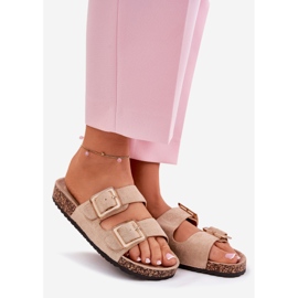 Ženski klip s stezaljkama na Cork potplatu bež 1