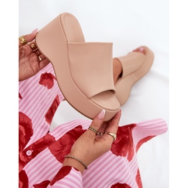 Eko kožne ženske papuče na platformi i bež klinovi 1