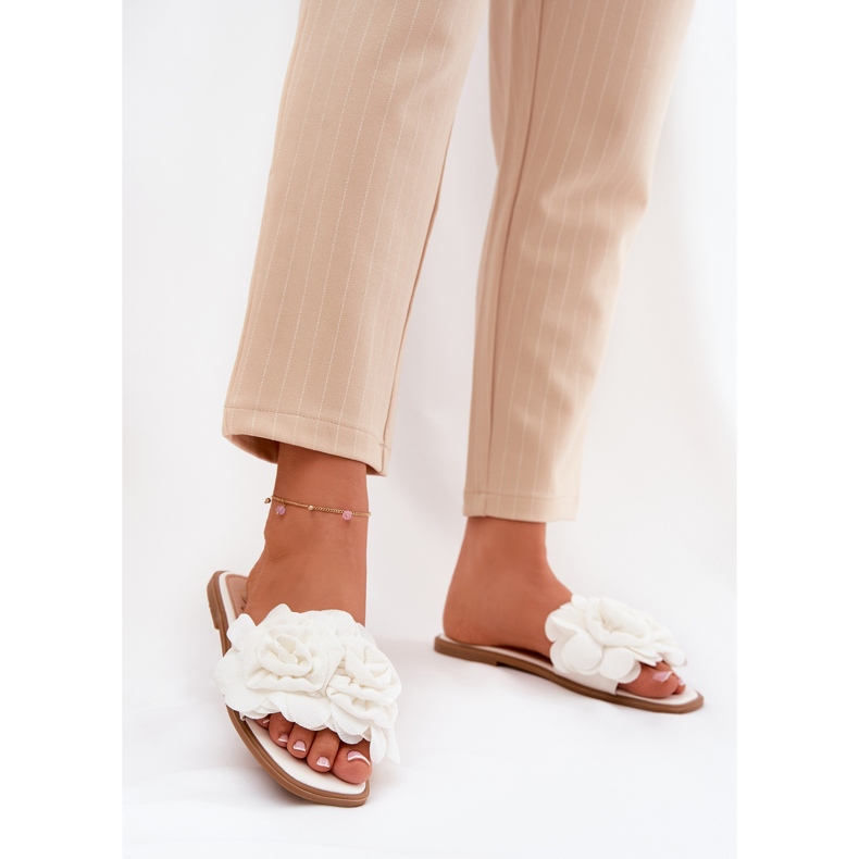 Ravni -oled ženski jastuci s ukrasnim cvjetovima bijeli bijela 2