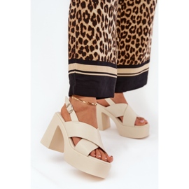 Ženske sandale na postu i platformu s Eco Leather Light Blue bež 2